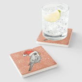 Grey Budgie Santa Claus Stenen Onderzetter (Zijkant)