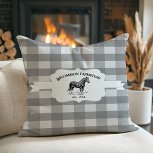 Grey Buffalo Plaid Boerderij Kussen