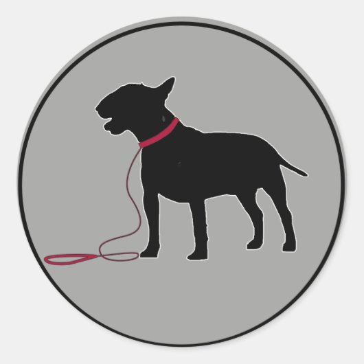 Grey Bull Terrier Ronde Sticker (Voorkant)