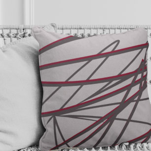 Grey & Burgundy Modern Elegant Abstract Kussen
