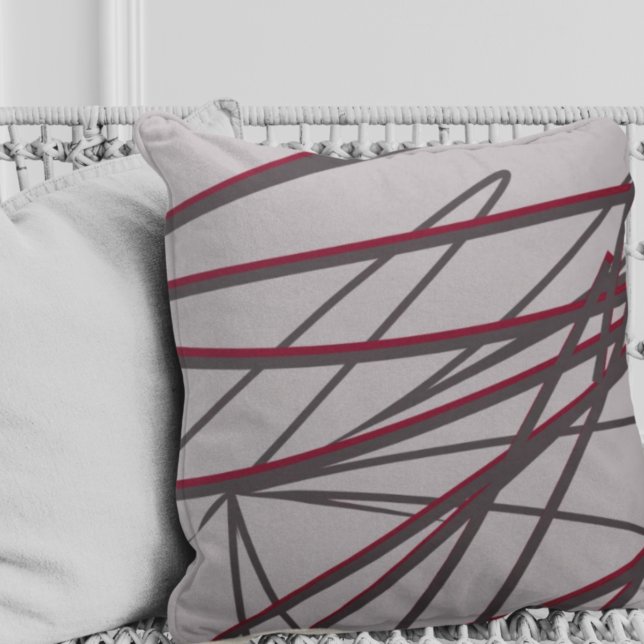 Grey & Burgundy Modern Elegant Abstract Kussen (Creator heeft geüpload)