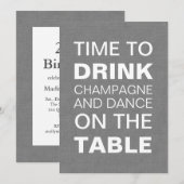 Grey Burlap 21st Birthday Uitnodiging (Voorkant / Achterkant)