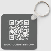 Grey Business Company Promotionele Logo QR-code Sleutelhanger (Achterkant)