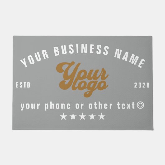 Grey Business logo Bedrijfsnaam Branded Deurmat (Voorkant)