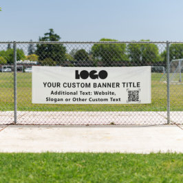 Grey Business Logo Company QR-code Buiten 2,5x8 Spandoek