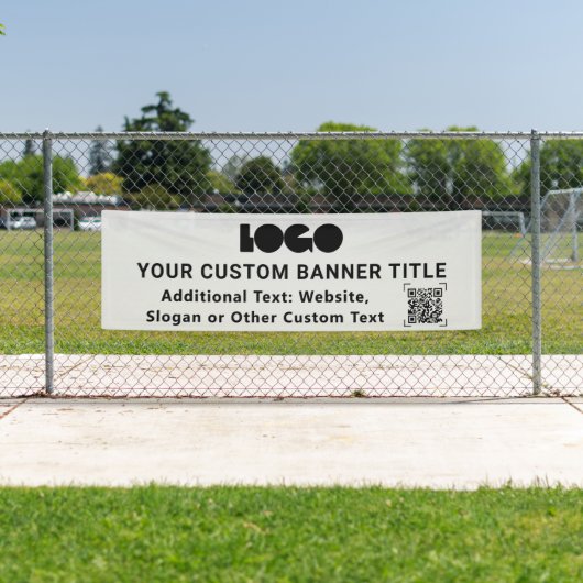 Grey Business Logo Company QR-code Buiten 2,5x8 Spandoek (Insitu)