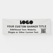 Grey Business Logo Company QR-code Buiten 2,5x8 Spandoek (Horizontaal)