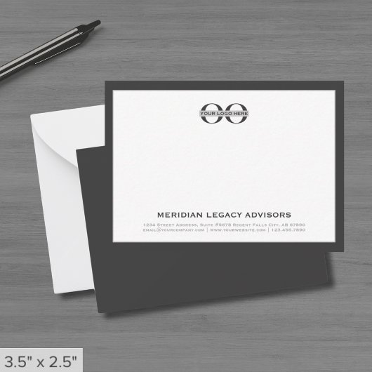 Grey Business Note Kaart met Logo Notitiekaartje