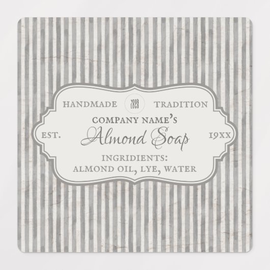 Grey Business Solopreneur Handgemaakte Zeep Labels (Design 1)