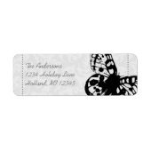 Grey Butterfly Damask Return Address Etiket (Voorkant)