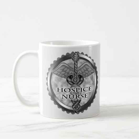 Grey caduceus Hospice Nurse Koffiemok (Links)