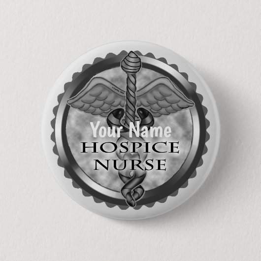 Grey caduceus Hospice Nurse Ronde Button 5,7 Cm (Voorkant)