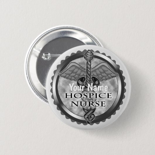 Grey caduceus Hospice Nurse Ronde Button 5,7 Cm (Voorkant /achterkant)