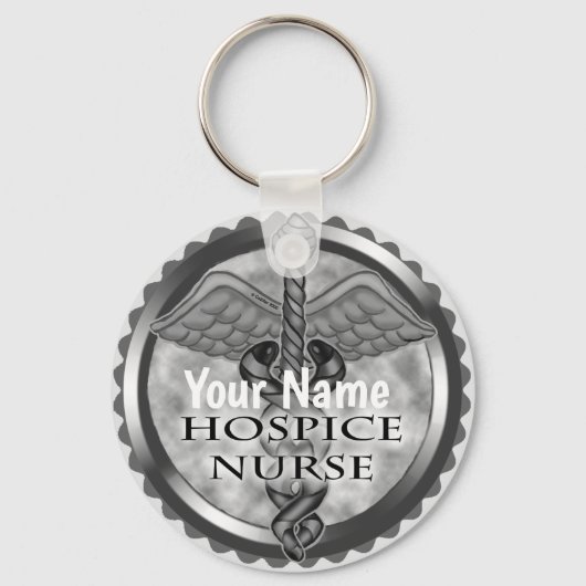 Grey caduceus Hospice Nurse Sleutelhanger (Voorkant)