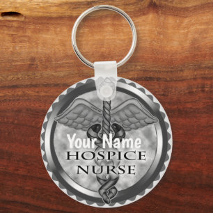 Grey caduceus Hospice Nurse Sleutelhanger