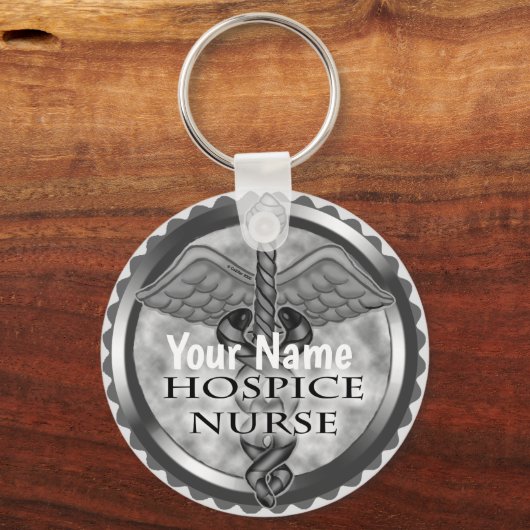 Grey caduceus Hospice Nurse Sleutelhanger (Voorkant)