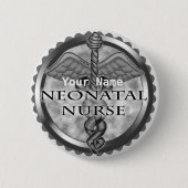 Grey caduceus neonataal verpleegkundige ronde button 5,7 cm (Voorkant)