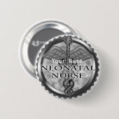 Grey caduceus neonataal verpleegkundige ronde button 5,7 cm (Voorkant /achterkant)
