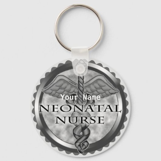 Grey caduceus neonataal verpleegkundige sleutelhanger (Voorkant)