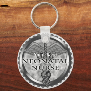 Grey caduceus neonataal verpleegkundige sleutelhanger