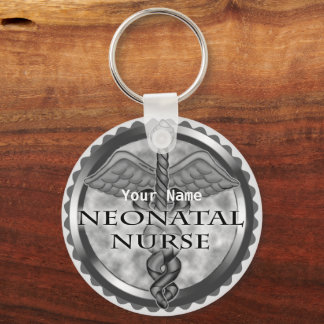 Grey caduceus neonataal verpleegkundige sleutelhanger