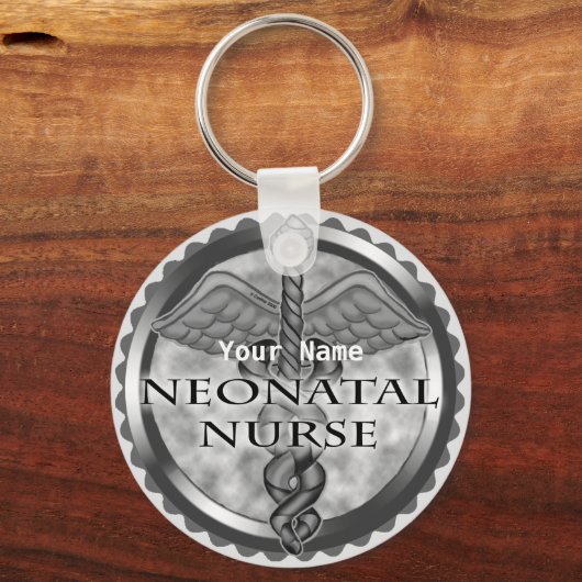 Grey caduceus neonataal verpleegkundige sleutelhanger (Voorkant)