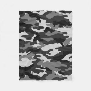 Grey Camouflage Fleece Blanket Deken