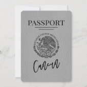 Grey Cancun Passport Wedding Kaart (Achterkant)