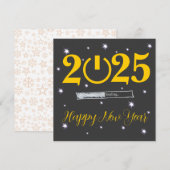 Grey Card Happy new Year Notitiekaartje (Voorkant / Achterkant)