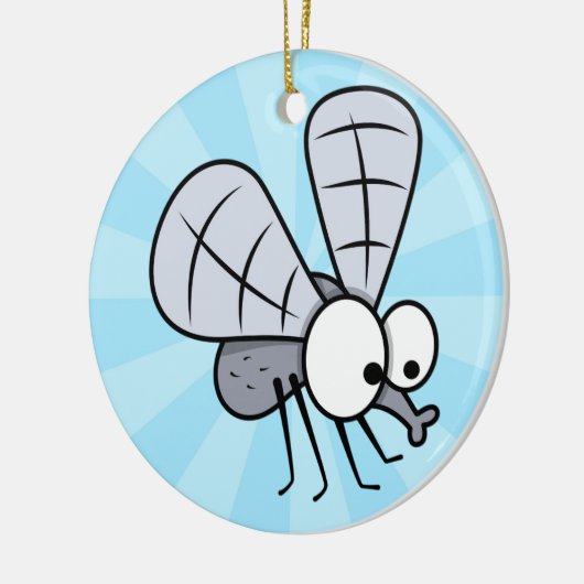 Grey Cartoon House Fly Keramisch Ornament (Links)