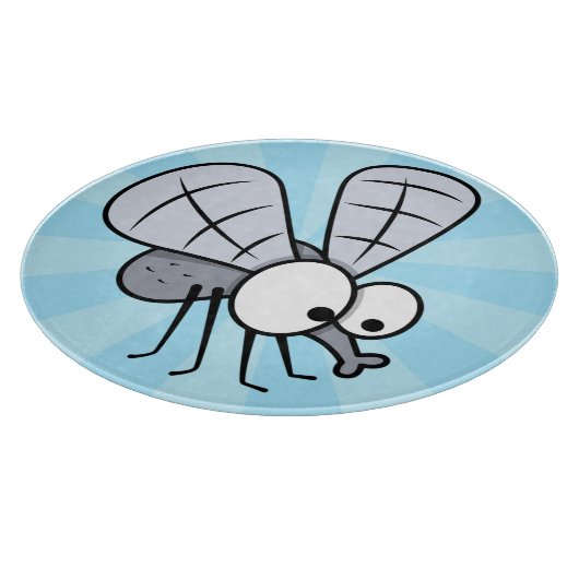 Grey Cartoon House Fly Snijplank (Hoek)