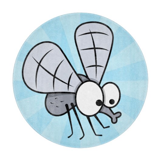 Grey Cartoon House Fly Snijplank (Voorkant)