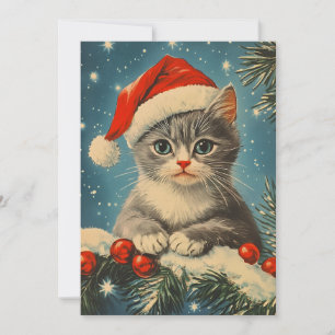 Grey Cat Christmas Feestdagenkaart