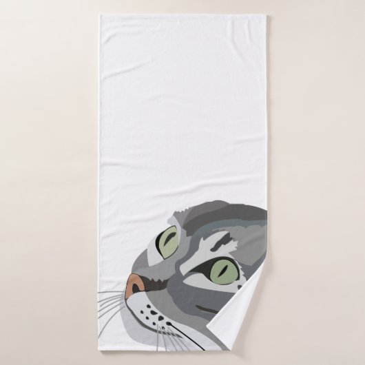 Grey Cat Face Badhanddoek (Badhanddoek)