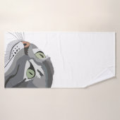 Grey Cat Face Badhanddoek (Badhanddoek)