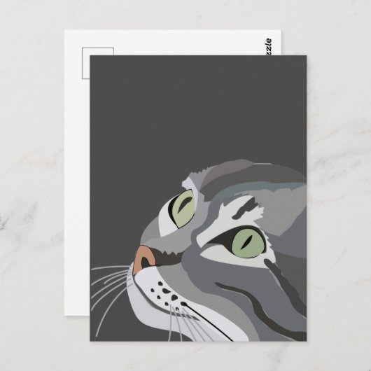 Grey Cat Face Briefkaart (Voorkant / Achterkant)