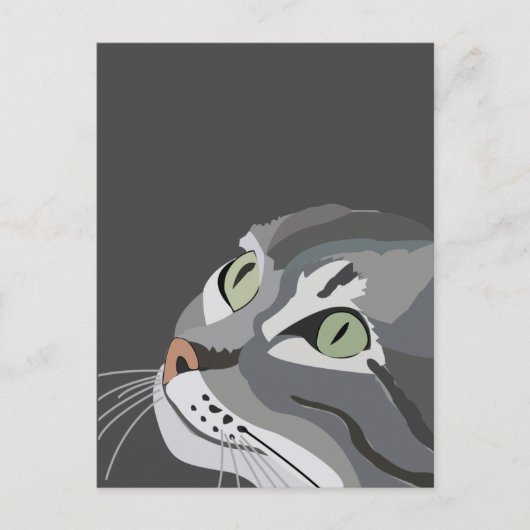 Grey Cat Face Briefkaart (Voorkant)