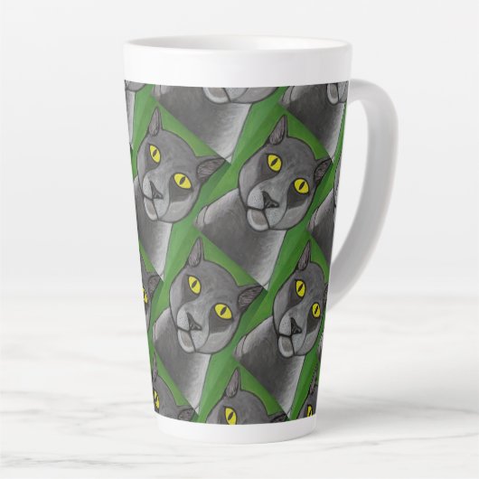 Grey cat Latte Mug Latte Mok (Rechterhoek)