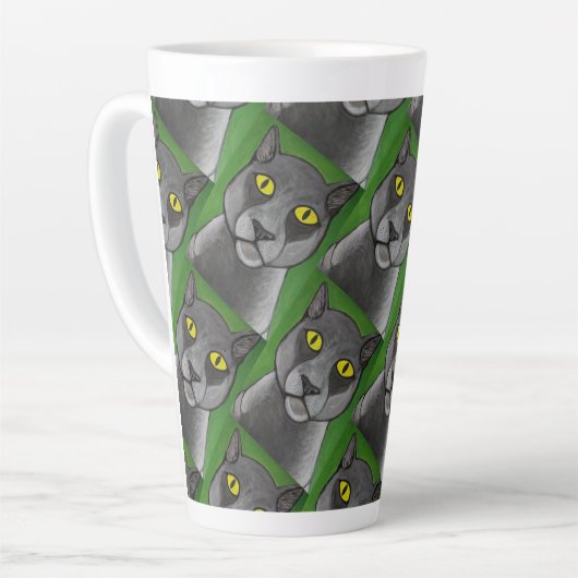 Grey cat Latte Mug Latte Mok (Linkerhoek)