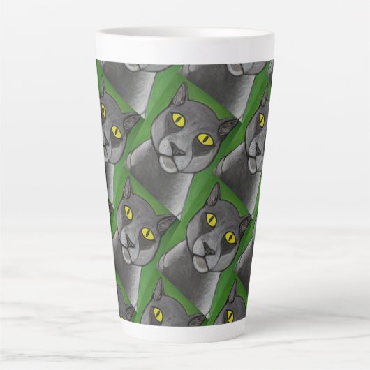 Grey cat Latte Mug Latte Mok (Voorkant)