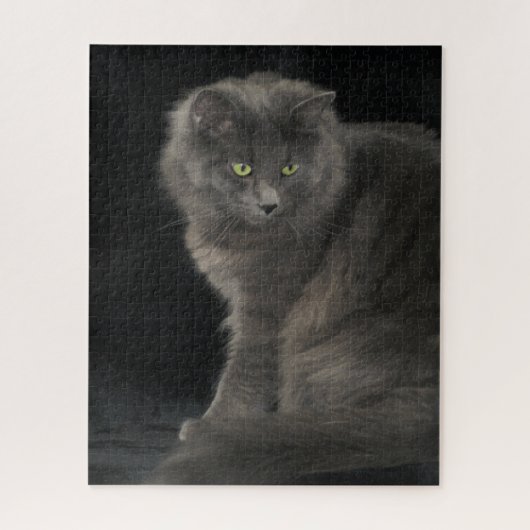 Grey Cat Long Hair Russisch Blauw Kat Kitten Cute Legpuzzel (Verticaal)