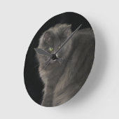 Grey Cat Long Hair Russisch Blauw Kat Kitten Cute Ronde Klok (Hoek)