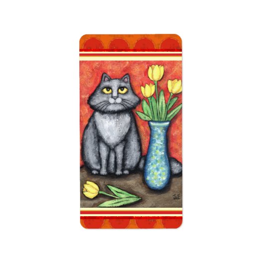 Grey Cat Lover's Sticker / Labels (Voorkant)