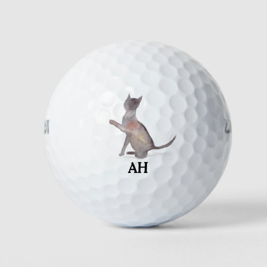 Grey Cat Monogram Dier Kat Kitten Pet Golfballen (Voorkant)