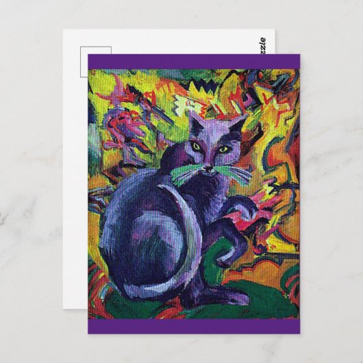 Grey Cat op een kussen, Kirchner, Fine Art Briefka Briefkaart (Voorkant / Achterkant)