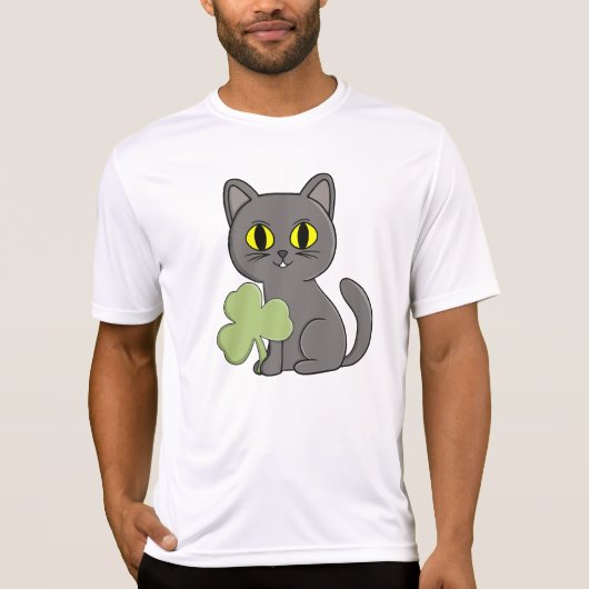 Grey Cat Shamrock Clover Charm T-shirt (Voorkant)