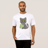 Grey Cat Shamrock Clover Charm T-shirt (Voorkant volledig)