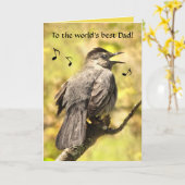 Grey Catbird zingt Kaart voor Vaderdag (Gele Bloem)