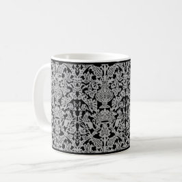 Grey Cats and Crowns Damask Coffee Mok