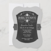 Grey Chalkboard Baby shower Invitation Kaart (Voorkant)